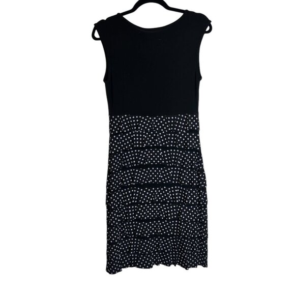 Joseph Ribkoff Black Polka Dot Layered Dress Sheath Scoop Neck Sleeveless Sz 8 - Picture 7 of 7